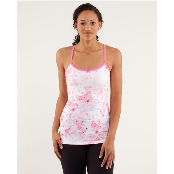 Lululemon Thin Straps Racerback Tank White Pink Floral 4 NWOT - Picture 2 of 13